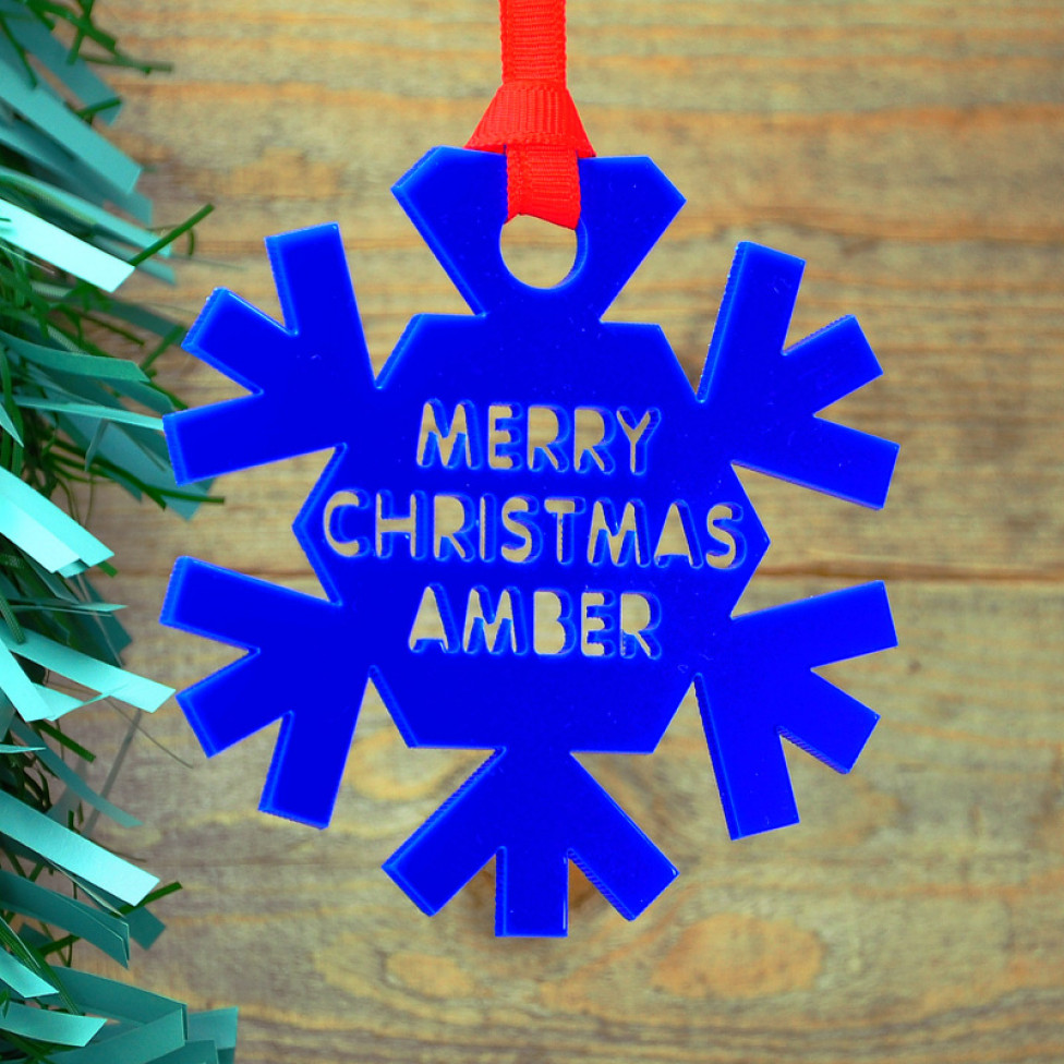 Personalised Coloured Acrylic Christmas Snowflake Bauble 